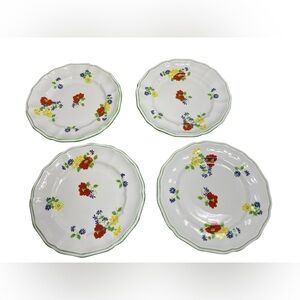 4pc Vintage Floral Staffordshire England Bone China English Garden Salad Plates